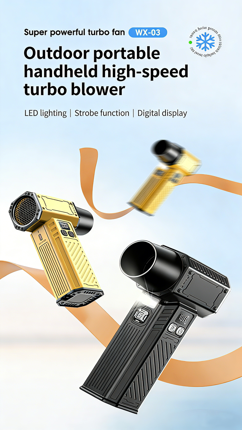 Fivechord WF-03 Turbo Jet Fan 96000 RPM - Powerful Handheld Blower with Smart Digital Display