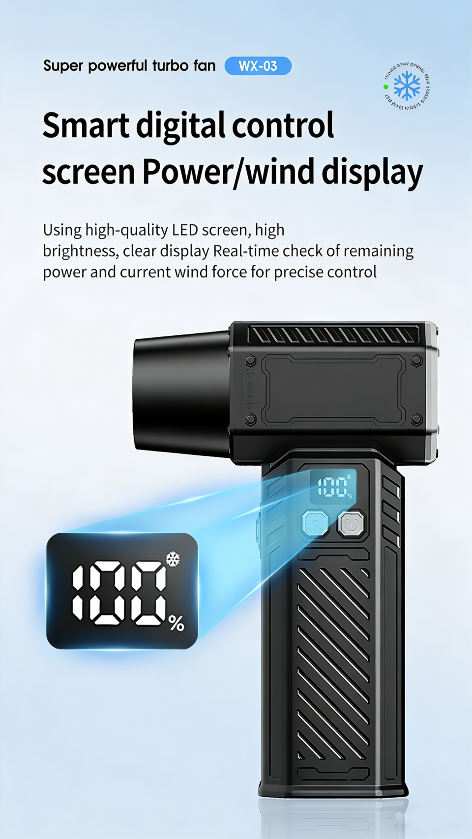 Fivechord WF-03 Turbo Jet Fan with Smart LED Digital Display - 96,000 RPM Air Duster