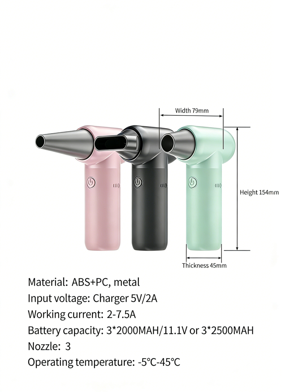 Fivechord WX-01 Turbo Jet Fan Technical Specifications and Size Dimensions
