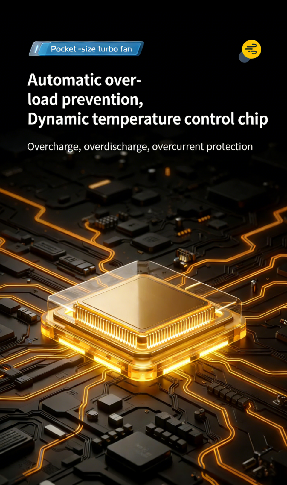 Fivechord WF-03 Turbo Jet Fan Smart AI Control Chip - Dynamic Temperature and Safety Protection
