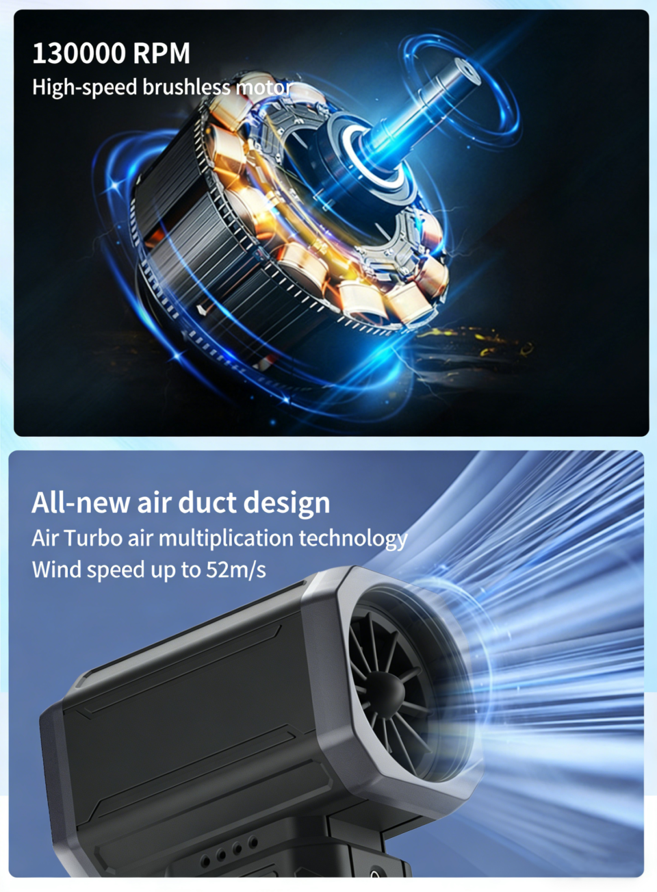 Fivechord WF-08 Turbo Jet Fan 130,000 RPM - Powerful as a Hurricane High Speed Blower
