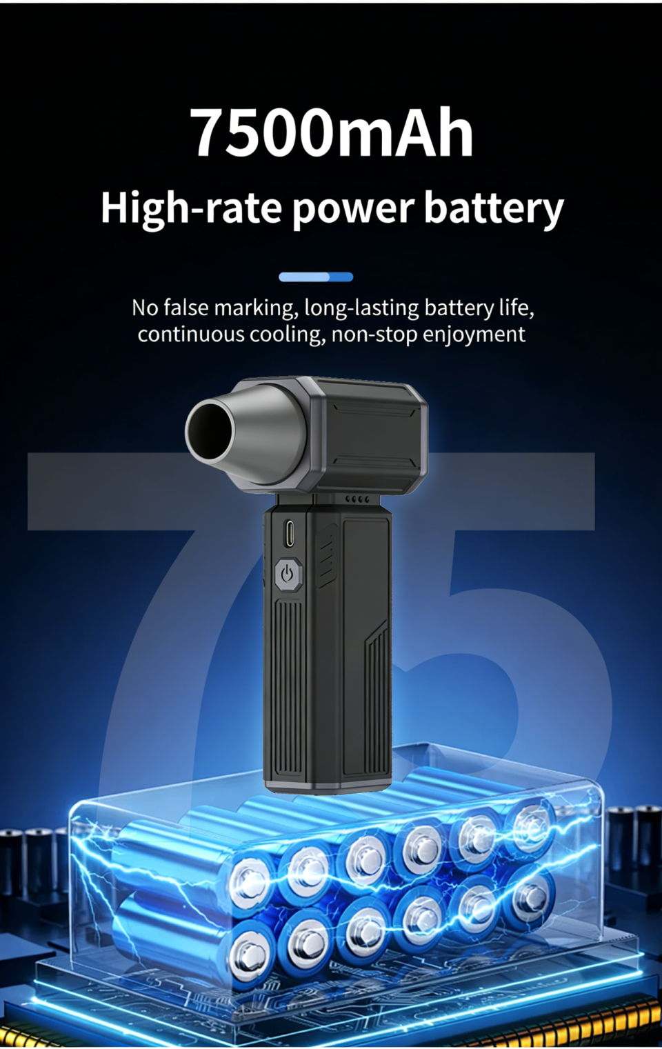 Fivechord WF-08 Turbo Jet Fan 7500mAh High-Rate Battery - Long-Lasting Power
